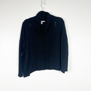 American Rag Knit Split‎ Back Cowl Neck Pullover Black Sz S
